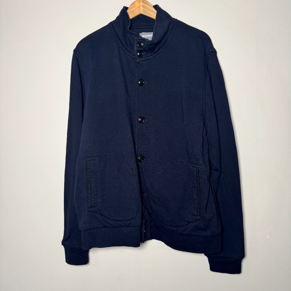 Bonobos Mock Neck Cotton Button Navy Cardigan Sz L - Picture 1 of 5